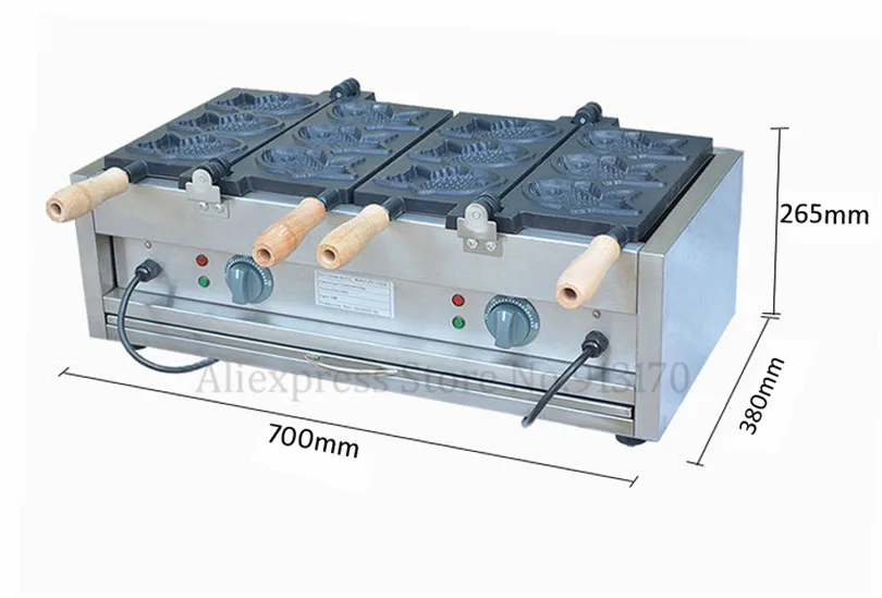 Машина Taiyaki электрическая вафельница в форме рыбы японском стиле для закусок 1104A (5)