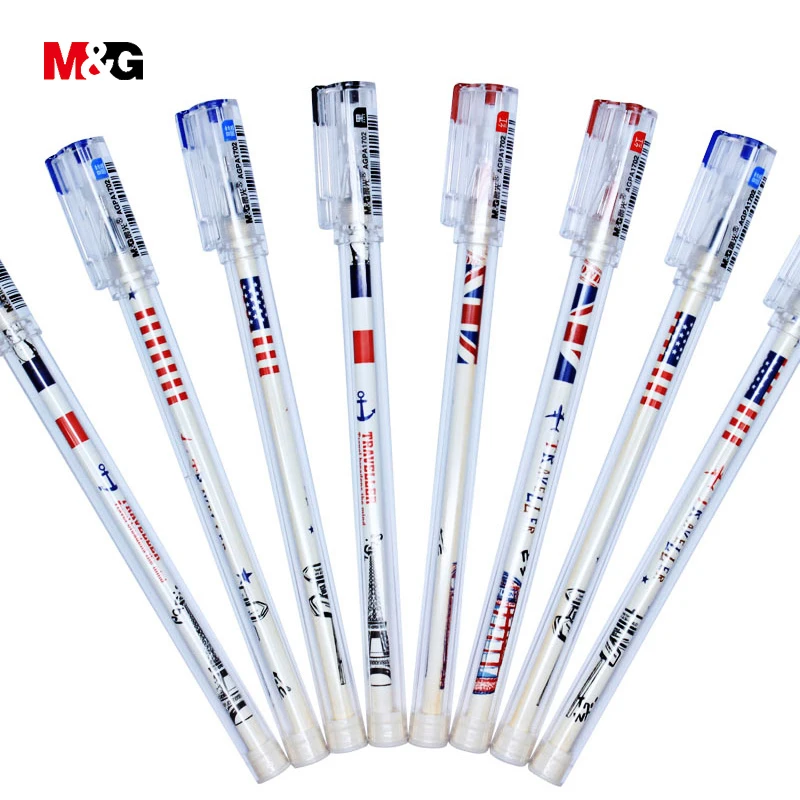 

M&G 1702 wholesale 3pcs Flag pattern colored ballpoint gel pen for writing quality school stationery office supplies smooth pens