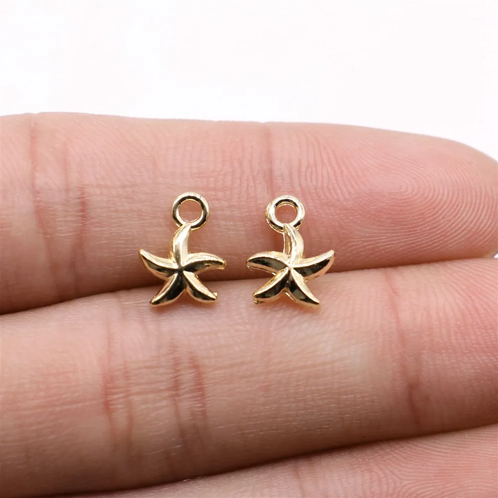 

WYSIWYG 30pcs/lot Charms Starfish DIY Jewelry Findings Rose Gold Color 12x7mm Starfish Charms