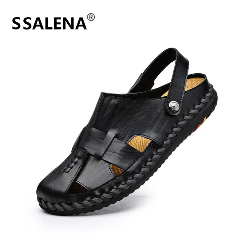 

Men Close Toe Lightweight Sandals Male Summer Hollow Breathable Leisure Shoes Male Slip On Anti-slip Sandals Slippers AA60341