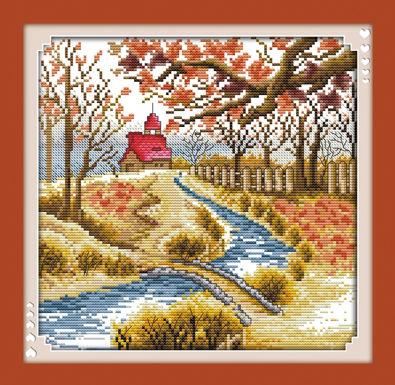 

Korean view(3)Autumn counted printed on fabric DMC 14CT 11CT Cross Stitch kitsembroidery needlework SetsHome Decor