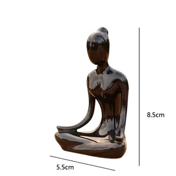 

Black Ceramic Different Gestures Yoga Figurines High Quality Small Porcelain Ornaments For Yoga Club Modern Home Decorations