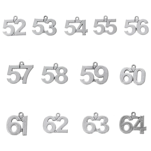 Number Charm Small, Number Charms 55, Birthday Charms, Number Pendant