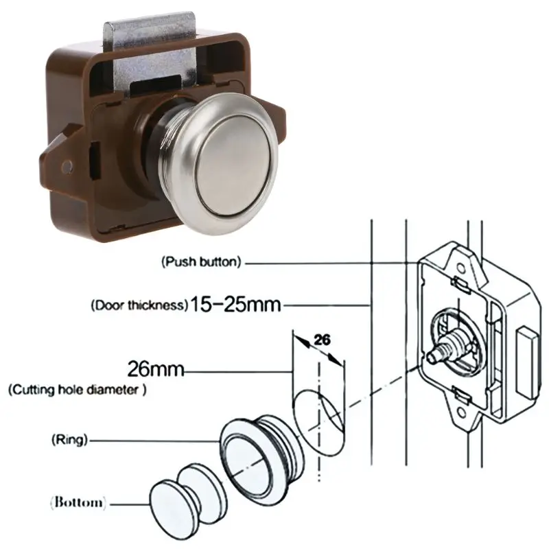 

1 Pc Car Push Lock RV Caravan Boat Motor Home Cabinet Drawer Latch Button Locks For Furniture Hardware Accessories qiang