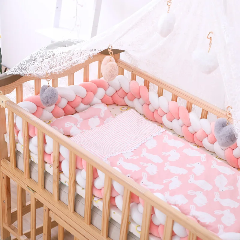 2m3m 4 Knot Soft Baby Bed Bumper Crib Sides 4 Braid 2 Meter