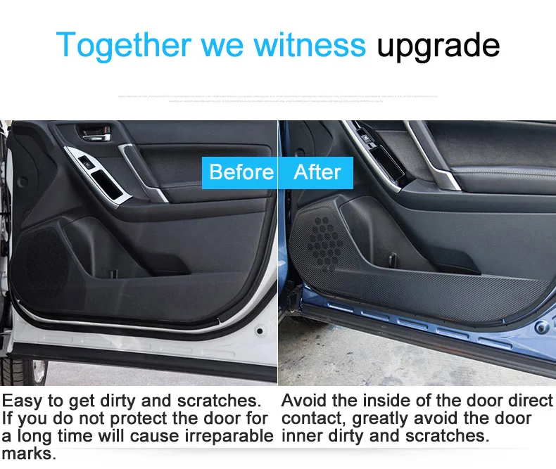 QHCP углеродного волокна автомобильный боковой двери анти-kick Стикеры пленка для Subaru Forester Outback XV 4 шт./компл