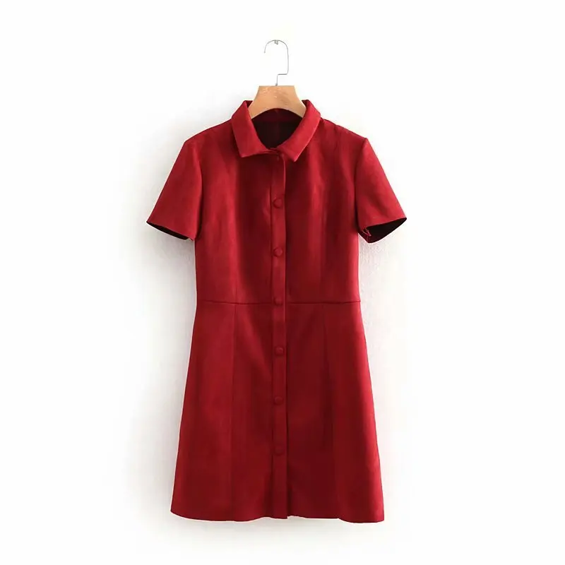 

Old birds 55-8694 European and American fashion cutting suede shift