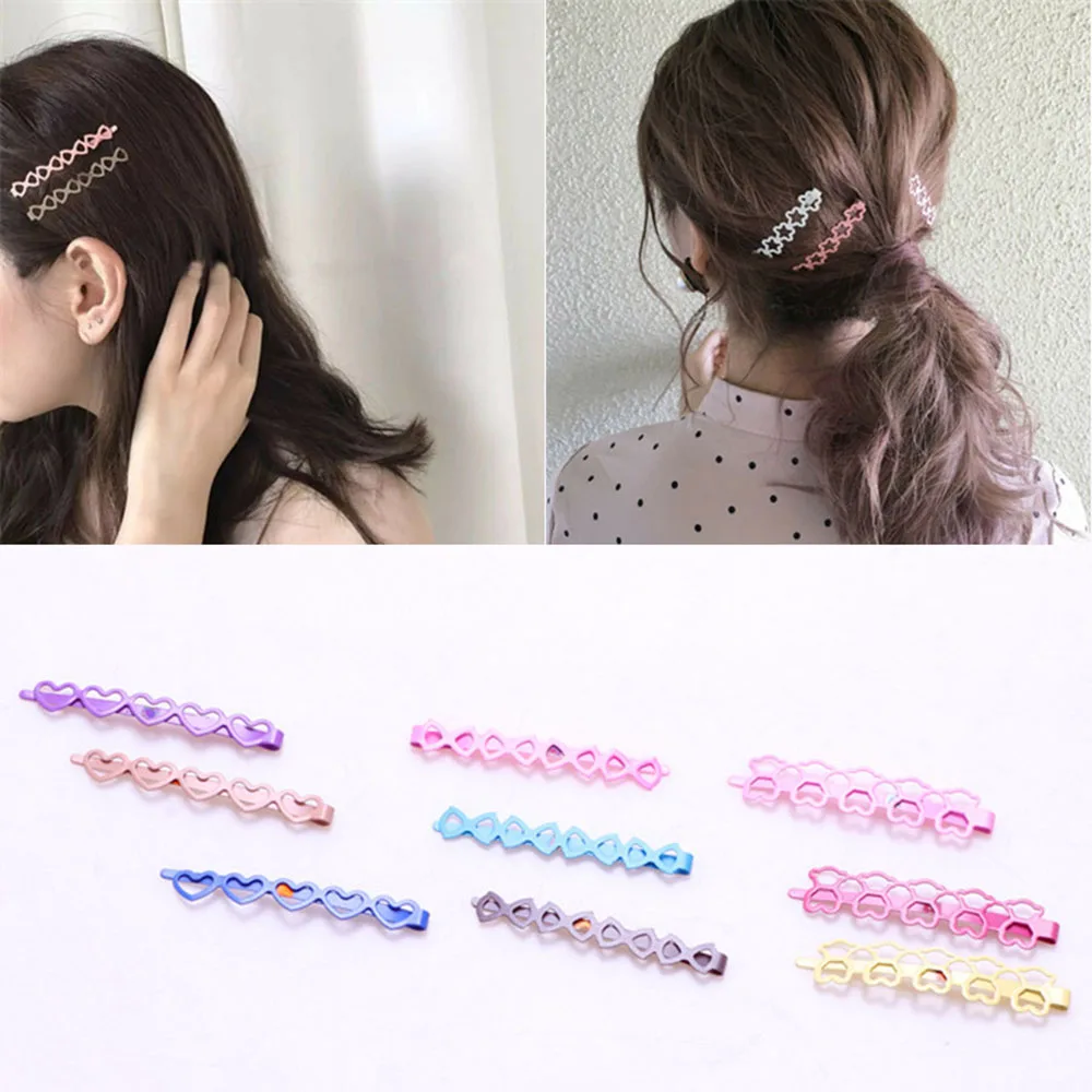 

10Pcs Long Hair Clips Large Heart Bobby Pins for Women Girls Hair Accessories Tools Flat Clip Hairpin Color Metal Curly Barrette