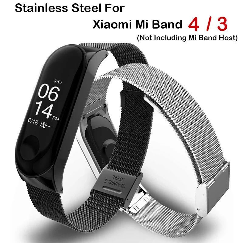 

Replacement Stainless Steel Strap For Xiaomi Mi Band 4 3 Smart Bracelet Wrist Strap For MiBand 3/4 Wristband Smart Accessories