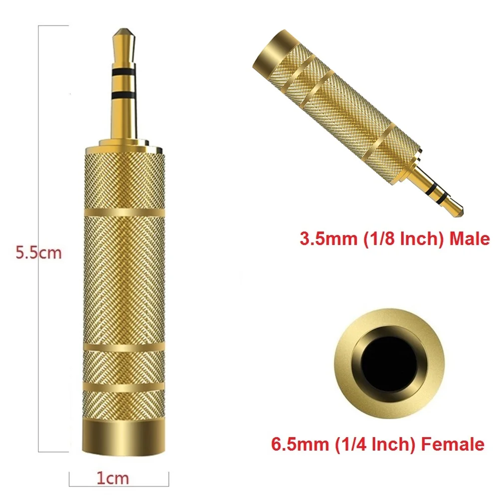 

3.5mm to 6.5mm Adapter 3.5 Plug Male to 6.5 Port Female Converter Jack Audio Stereo for Phone Headphone Speaker Guitar Amplifier