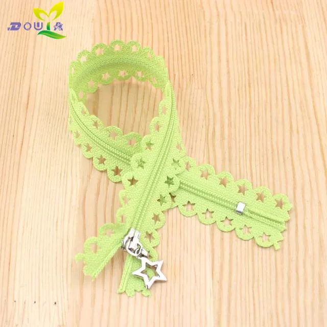 2pcs/lot 25CM stars lace zippers for clothing decorative zipper