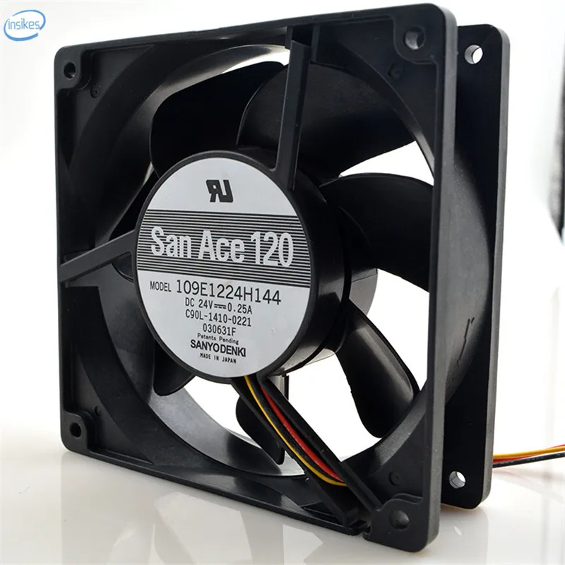 

109E1224H144 Double Ball Bearing Silence Cooling Fan DC 24V 0.25A 12038 120*120*38mm 12cm 3 Wires