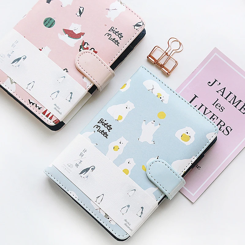 

Cute leather notebook stationery notebook thickened notepad portable student clasp account book