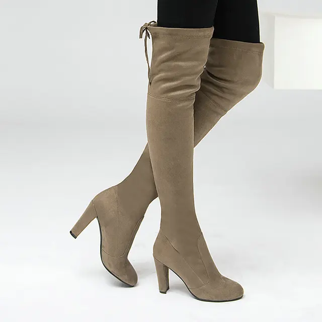 NEMAONE Women Stretch Faux Suede Thigh High Boots Sexy Fashion Over the ...