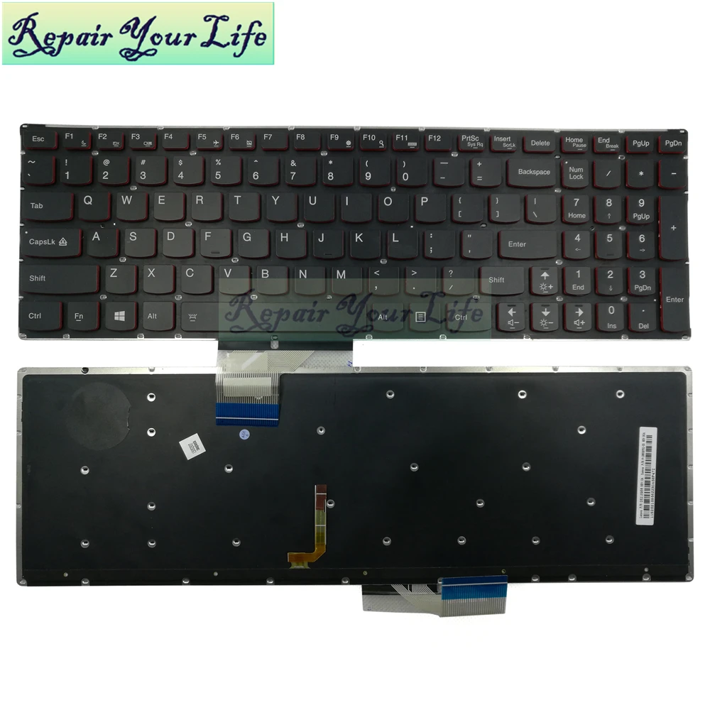 Клавиатура для ноутбука Lenovo Y50-70 U530 стандартная черная клавиатура с подсветкой