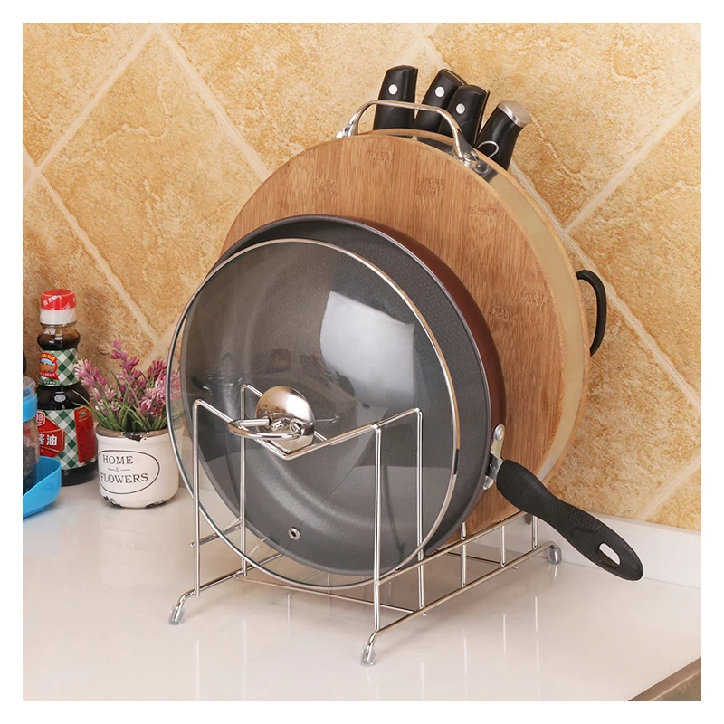 

Metal Kitchen Storage Rack Ror Cutting Board Knife Lid Multifunctional Drying Stainless Steel Kitchen Organize Holder Three Grid