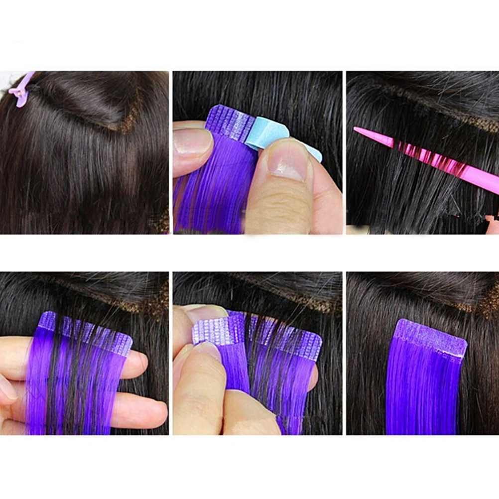 12pcs/sheet 4cm*0.8cm Hair Tape Adhesive Glue Double Side Tape Waterproof For Lace Wig Feature Human Hair Extension Tool