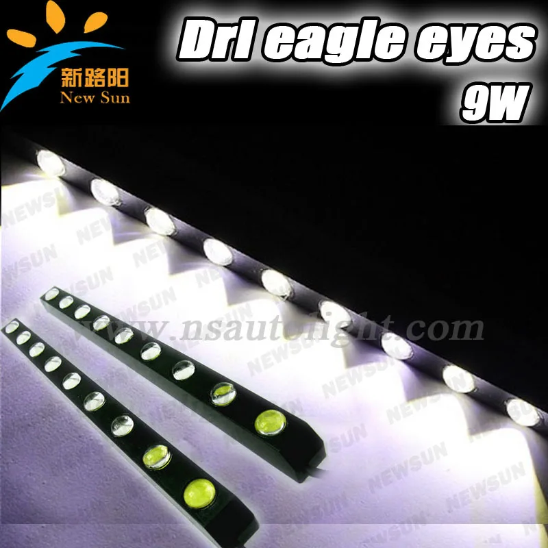 

Free shipping 8000K white 1W * 9 Led DRL/ 9W LED eagle eye light Auto bumper daytime running drl light / Led white eagel eye Drl
