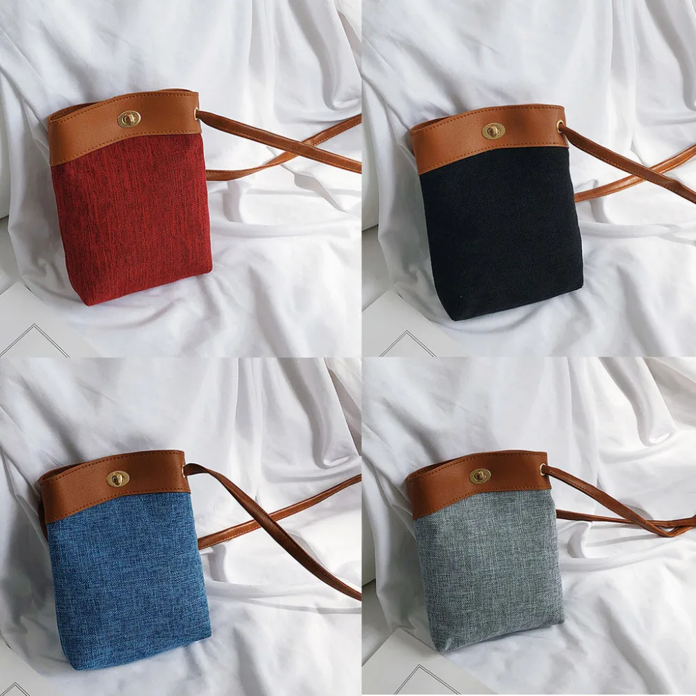 

Fashion ladies bag nylon shoulder bag twist lock diagonal mobile phone package stitching small square bag Dropship Y509