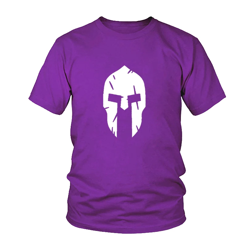 Новая спартанская футболка Бодибилдинг Повседневный свободный крой Топ забавная Футболка мужская Новая мода мужские брендовые Топы футболка одежда - Цвет: Purple