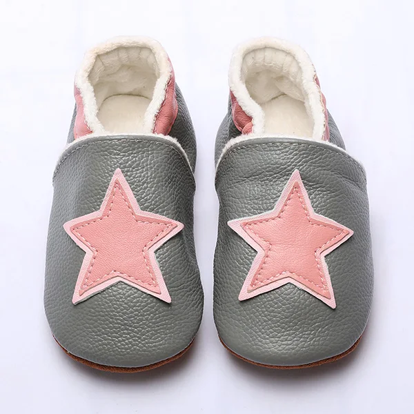 Ezeleven Новое поступление натуральная кожа мягкие зимние обувь для младенцев - Цвет: Dark Grey