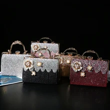 Роскошная женская маленькая сумочка с кристаллами, сумки на плечо с цветами, свадебные сумки на цепочке, Сумки из натуральной кожи, красные вечерние сумки