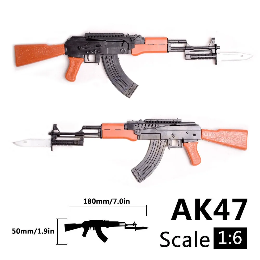 1:6 1/6 Scale 12 inch Action Figures AK47 Model Guns Toy Rifle Gun T800 Heavy Machine Guns + Bullet Belt Kids Toys DIY Gift