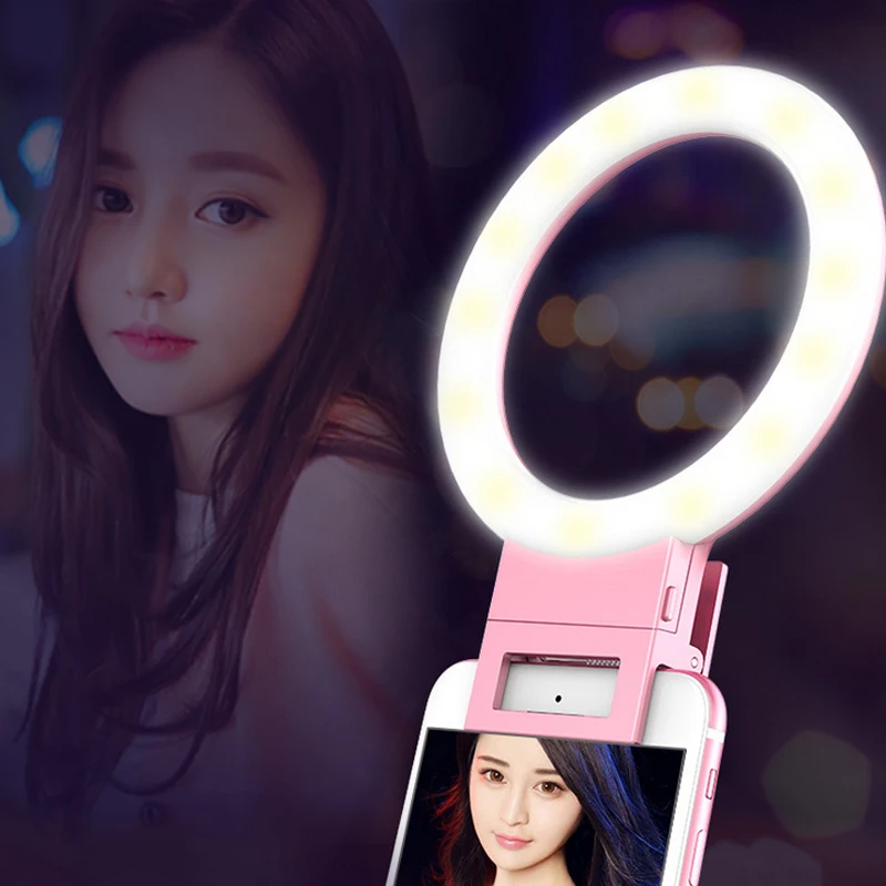 

USB Charge LED Selfie Ring Light for iPhone X 8 7 Xs Phone Supplementary Lighting Night Darkness Selfie Enhancing Fill Light