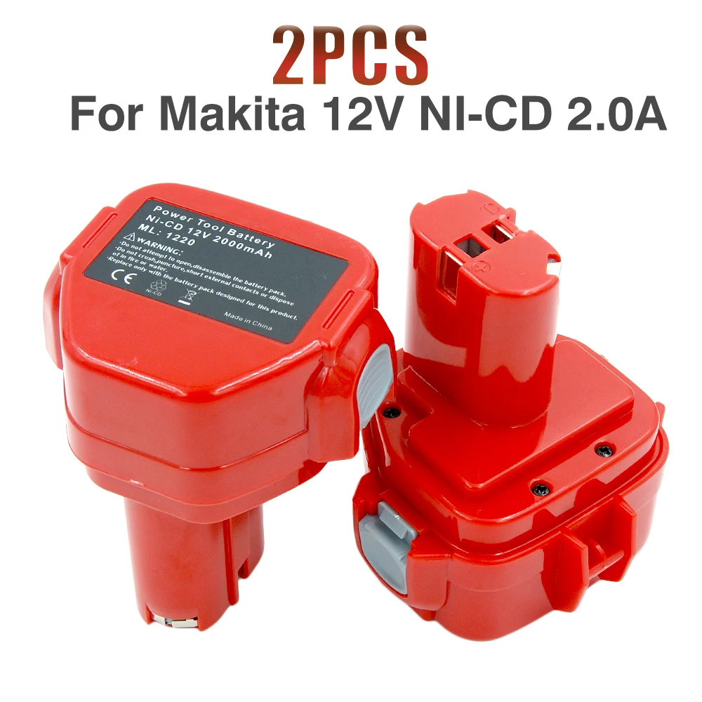 2Pcs Lot 12V Ni CD PA12 2000MAH Replacment Battery For Makita Rechargeable Power Tools 1222 1220