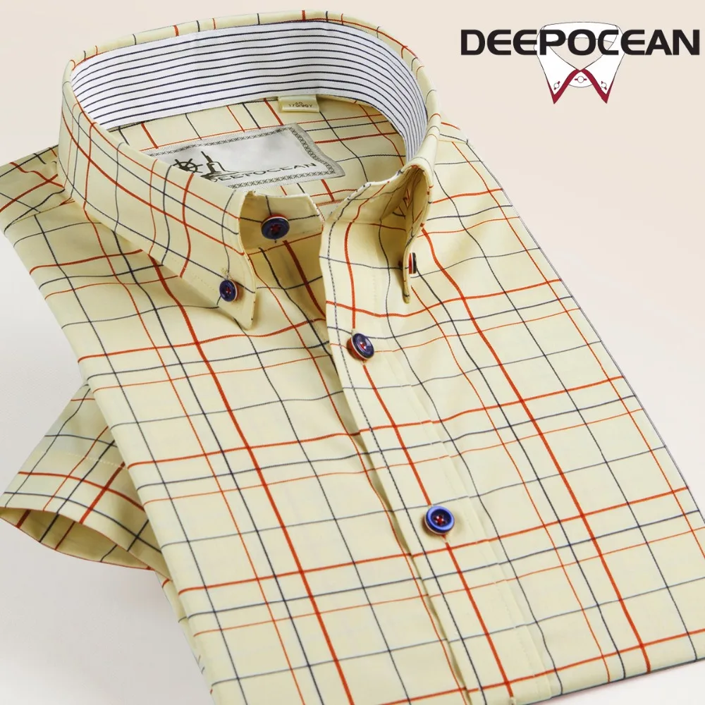 

Deepocean Brand Men Shirts Slim Fit Hombres Camisas Fashion Priaid Men's Shirt Men Tops Cotton Short Men Dress Shirt DaDDX56521S