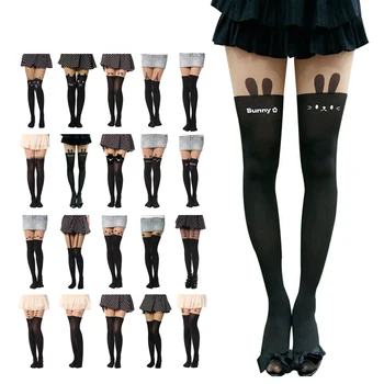 

Cat Tatoo Cartoon 18Style Autumn Winter Mock Stockings Women Girl