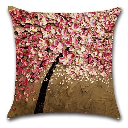 

2pcs/set Solid Oil-painting Cherry Tree Sofa Cushion Cover Decorative Pillowcase Home Decor Throw Pillow Cover Wholesale
