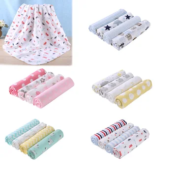 

4pcs/set Baby Blankets Bedding Infants Bath Towel Bedsheet Cotton Cute Print Newborns Swaddle Wrap Receiving Blanket