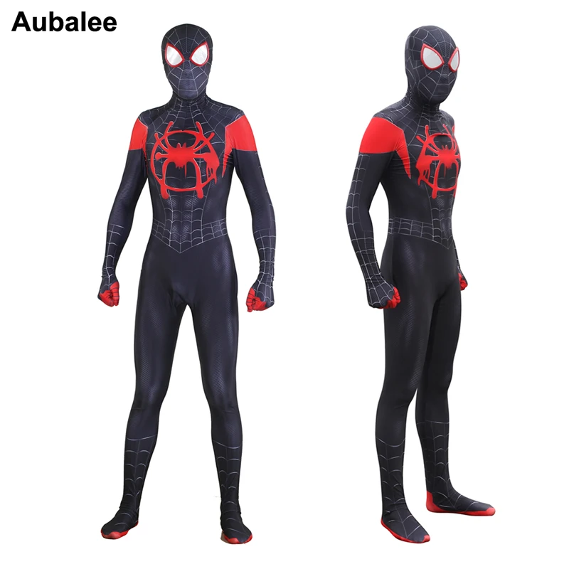 

Adult Kids Boys Spider-Man Costume Into the Spider-Verse Miles Morales Spiderman Zentai Suit Halloween Party Superhero Bodysuit