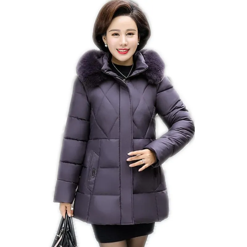 Plus Size 4XL Women Winter Jacket 2018 Mid Age Women Down Cotton Jacket ...