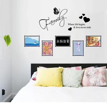 

family where life begins and love never ends quotes photos frames wall stickers living room decor home decals posters vinyl art