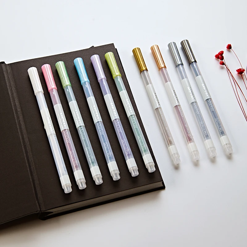 10 pcs/Lot Metallic micron pen Detailed marking color Metal marker for album black paper drawing School Art supplies A6614 10 pcs/Lot Metallic micron pen Detailed marking color Metal marker for album black paper drawing School Art supplies A6614