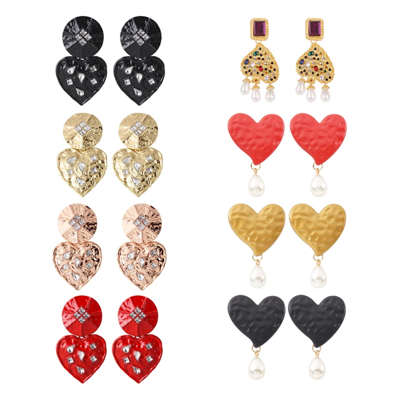 

Lalynnlys New Arrivals ZA Drop Earrings For Women Heart Simulated Pearl Earrings For Wedding Party Jewelry Christmas Gifts Hot