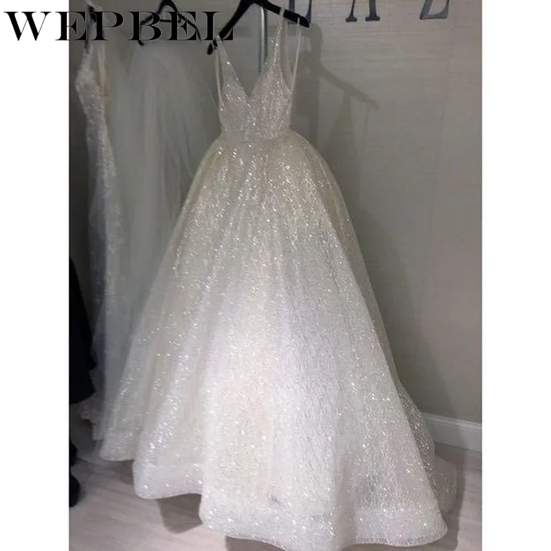WEPBEL элегантное торжественное платье, женское модное блестящее белое платье, вечернее платье без рукавов