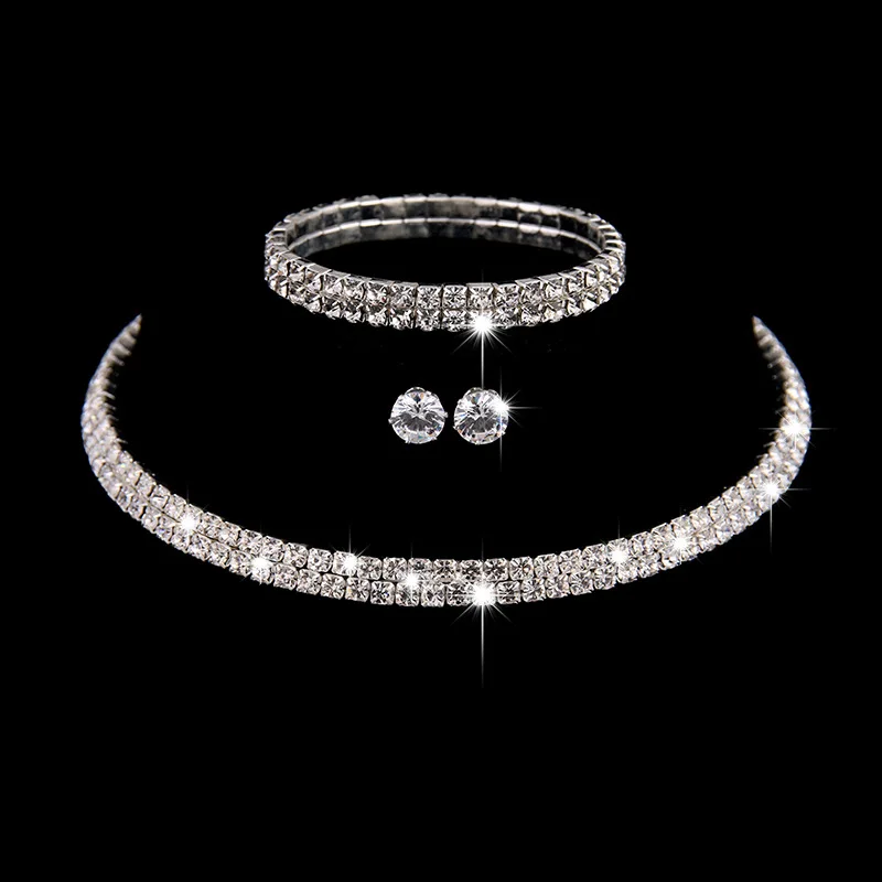

Inlaid Austria Crystal Bridal Necklace Earring Bracelet suit Use brand Crystal Wedding lovers Party Twinkle 4 pcs Necklace sets