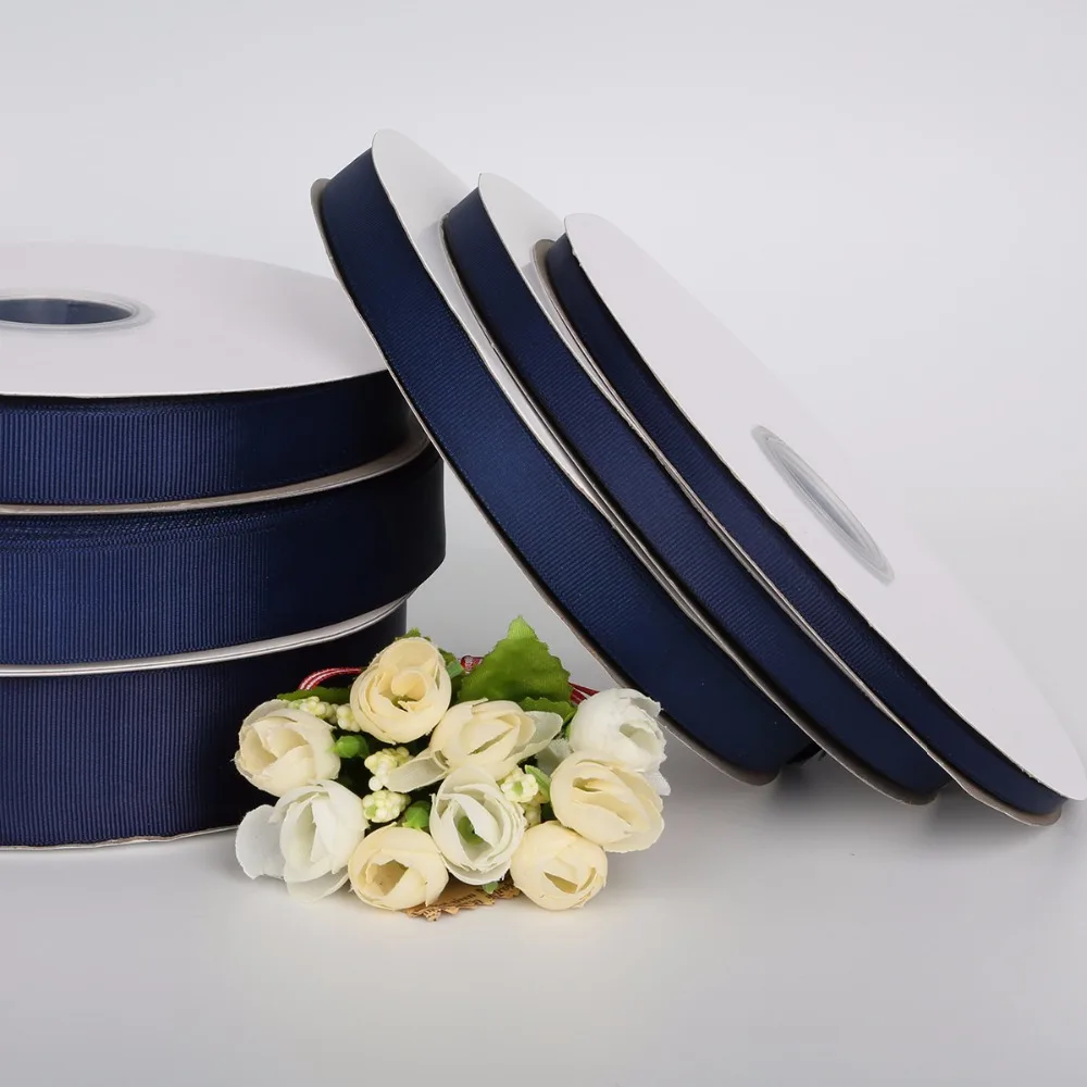 7-38mm Width Navy Ribbon Grosgrain Ribbon Whole Roll Packing 100 Yrads For Handmade Jewelry DIY Hair Bow & Sewing Accessories