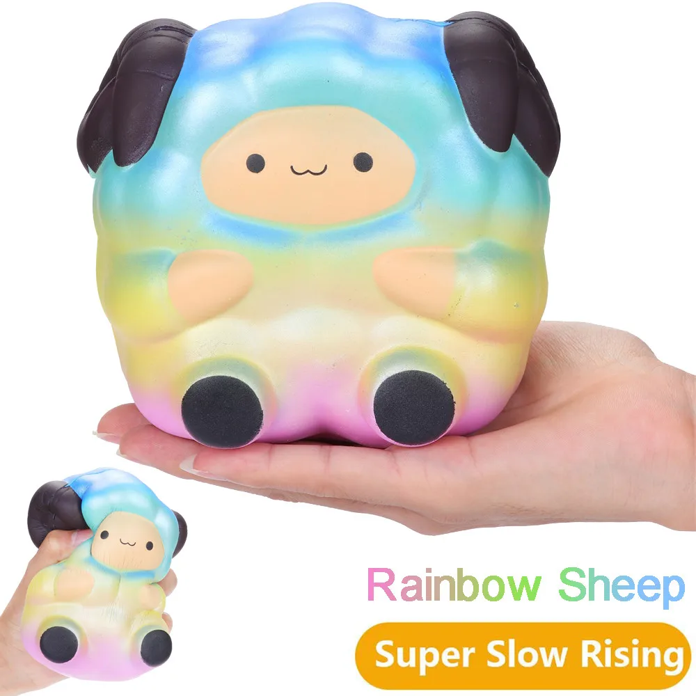 Игрушки для отдыха мягкие милые skuishy animales 5,5 ''squishi Jumbo Радужная овечка мягкий медленно поднимающийся крем Ароматизированная игрушка для снятия стресса D301226