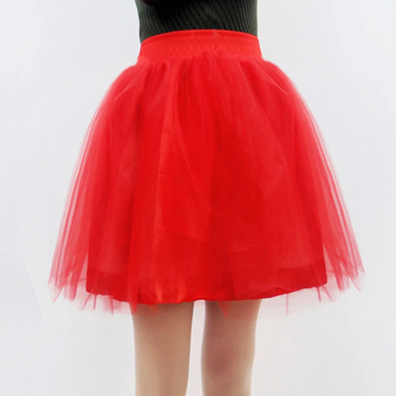 Юбки Женские s миди Тюлевая юбка качественные эластичные юбки-пачки женские вечерние мини-юбка макси jupe размера плюс - Цвет: Красный