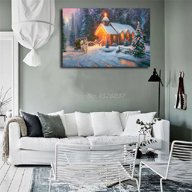 Картина маслом на холсте Thomas Kinkade рисунок в стиле кантри с рамкой HD изображение