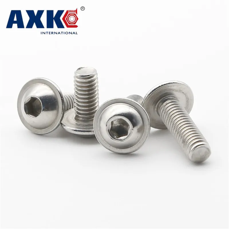 

20Pcs M3 M4 M5 M6 304 Stainless Steel Half Round button Flange Head with Washer Inner Hex Socket allen Screws Bolt