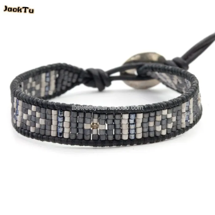 

grey mix seed bead 5 layering bracelet