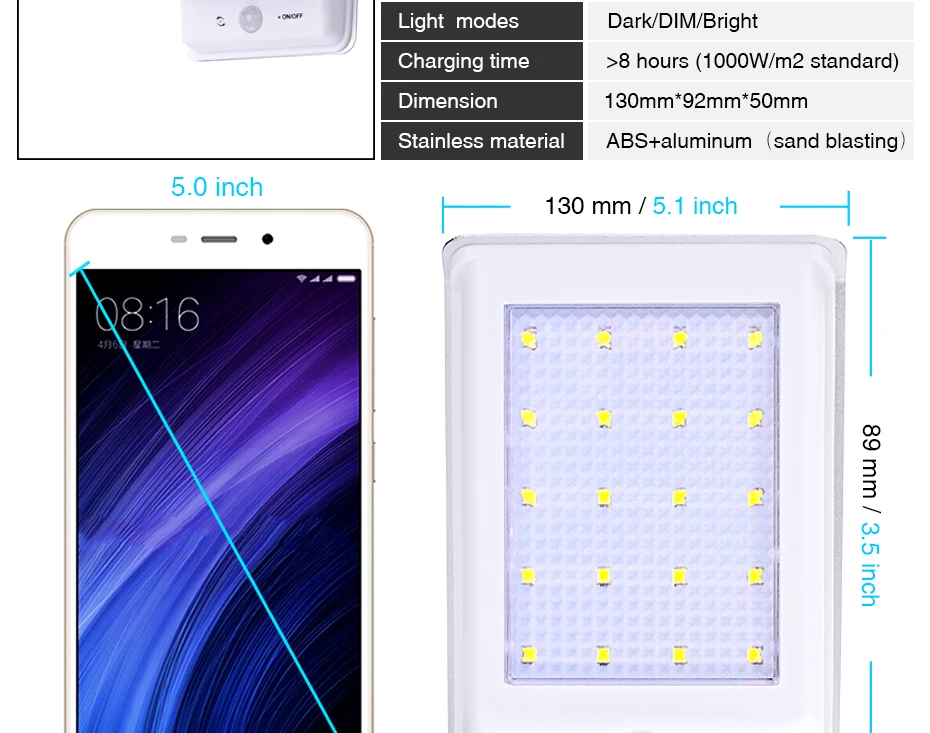 Sensor de Movimento ao ar Movido a Energia Solar para a Segurança do Jardim Ip65 à Prova Solar Luz Pir Livre Luzes Caminho Rua d' Água Lâmpada 4 Pcs 20 Led 12 Lâmpadas solares