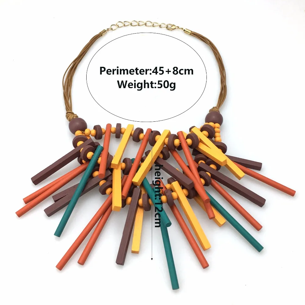 MANILAI 2018 New Design Bohemian Handmade Wood Statement Necklace For Women Fashion Jewelry Collar Choker Necklace Big Wooden