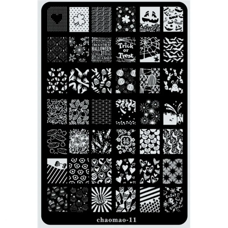 

1pcs Large Size Nail Art Stamping Plates Chaomao Series Halloween Stamp Templates Holiday Image Transfer Gel Polish Manicure #11