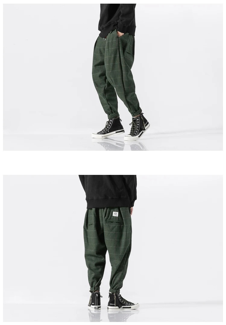 Sinicism Store мужские клетчатые Joogers брюки 2018 мужские s шерстяные толстые японские уличные шаровары мужские винтажные тренировочные брюки 5XL